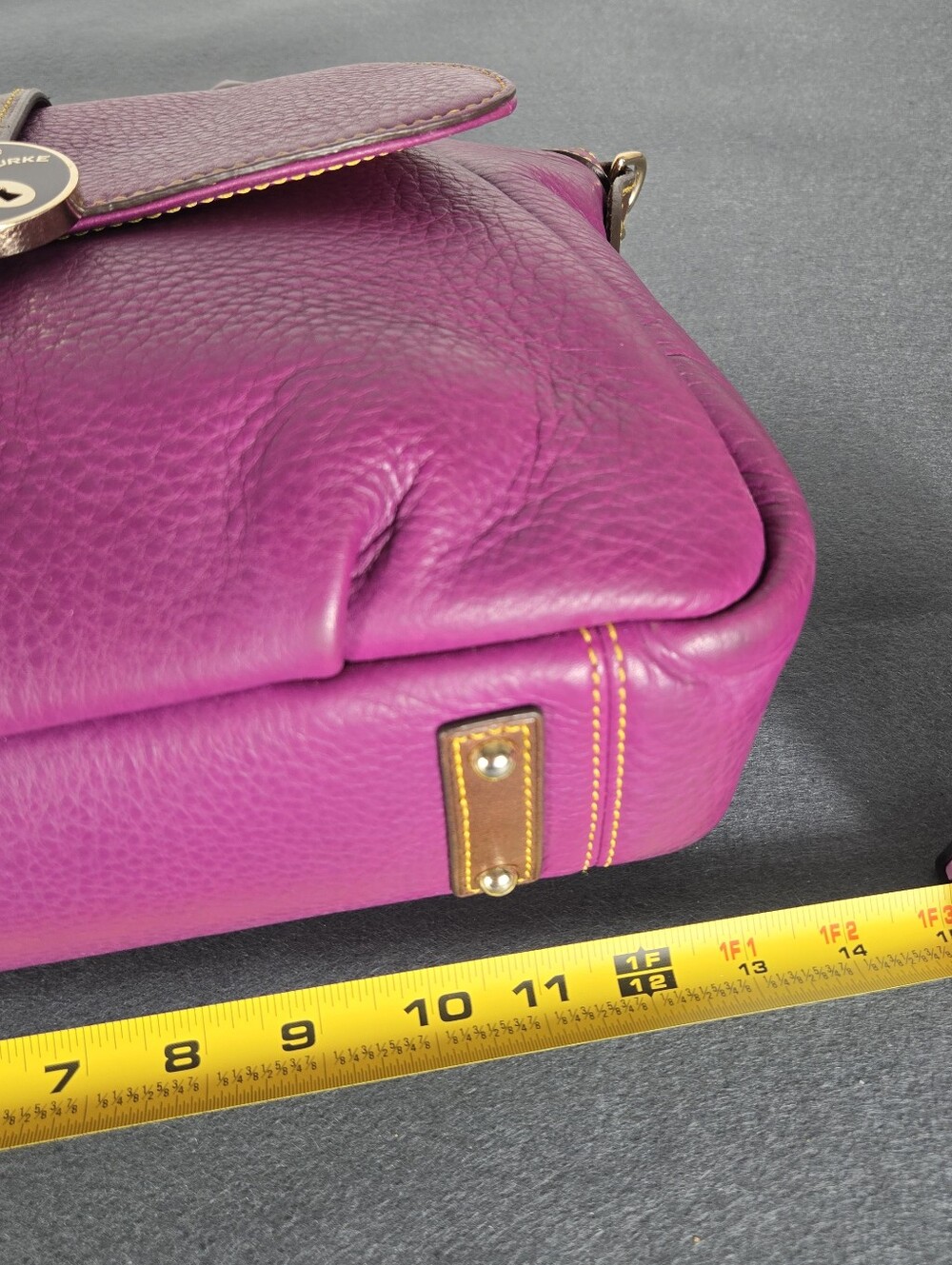 Dooney & Bourke Samba Magenta Pebble Leather Satchel with Brown Trim - Picture 13 of 15